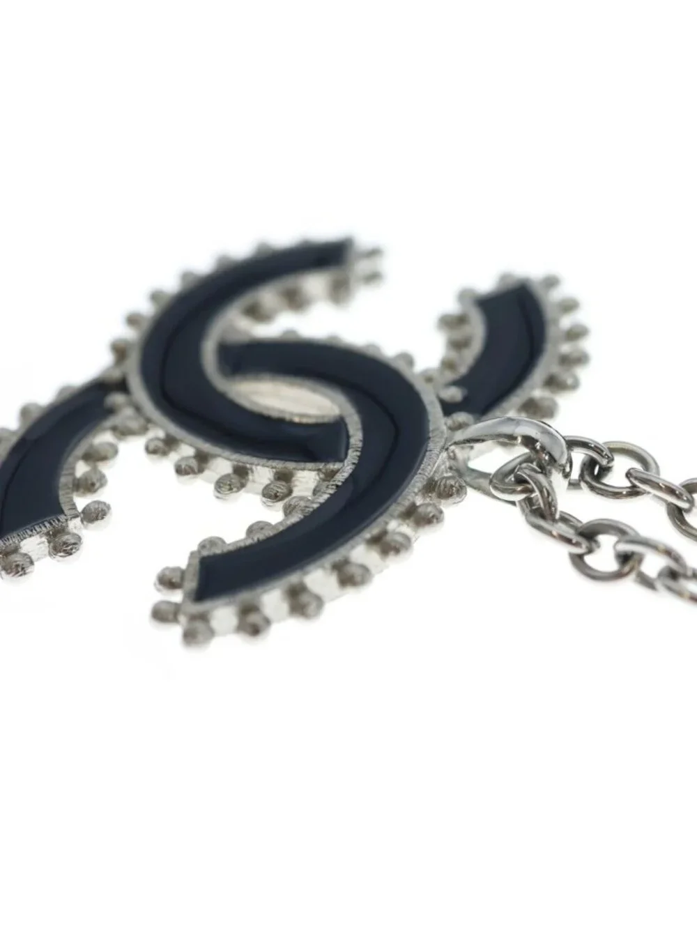 Chanel CC Logo Chain Necklace Silver